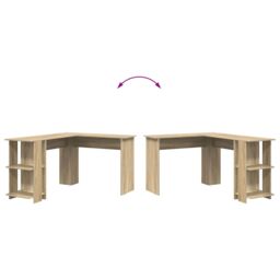 Berkfield Home Corner Desk with Storage Sonoma Oak 140x113, 5x75cm in Brown - Size: 5x75 cm - thumbnail 8