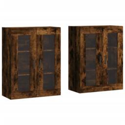 Berkfield Home Wall Mounted Cabinets 2 pcs Smoked Oak Engineered Wood in Brown - thumbnail 3