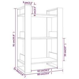 Berkfield Home Book Cabinet/Room Divider Grey 60x35x91 cm Solid Wood Pine - Size: 60 x 35 x 91 cm - thumbnail 8