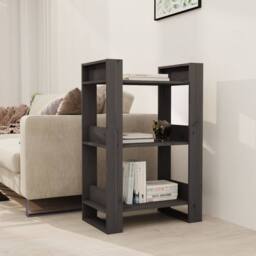Berkfield Home Book Cabinet/Room Divider Grey 60x35x91 cm Solid Wood Pine - Size: 60 x 35 x 91 cm - thumbnail 2