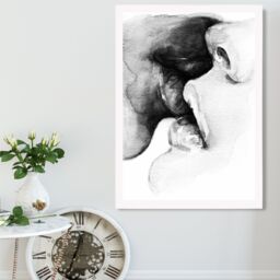 ARTZE Kissing Couple Abstract Pencil Sketch Framed Print SIZE: A4 with White Frame in Black - thumbnail 2
