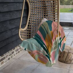 Benjamin Tate Design artistic abstract leaves Designer Blanket in Natural - Size: 120 cm x 150 cm - thumbnail 3