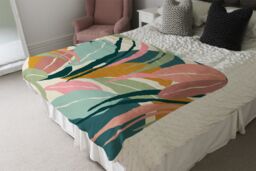 Benjamin Tate Design artistic abstract leaves Designer Blanket in Natural - Size: 120 cm x 150 cm - thumbnail 4