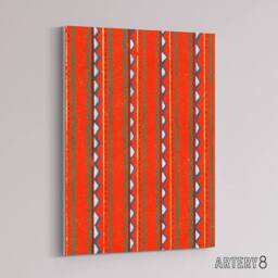 "Artery8 Red Geometric Textile Pattern Canvas Wall Art Print Furuya Korin - Size: W18"" x H24""" - thumbnail 2