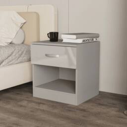 FLAVORA Slim Narrow Storage Bedside Table in Grey - Size: 0.6m2 - thumbnail 3