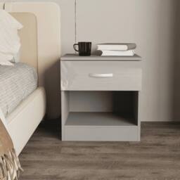 FLAVORA Slim Narrow Storage Bedside Table in Grey - Size: 0.6m2 - thumbnail 2