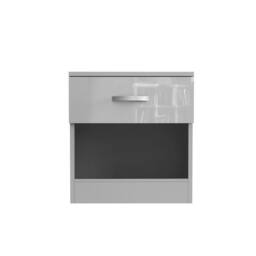 FLAVORA Slim Narrow Storage Bedside Table in Grey - Size: 0.6m2 - thumbnail 4
