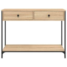 Berkfield Home Console Table Sonoma Oak 100x34.5x75 cm Engineered Wood in Light Tan - thumbnail 6