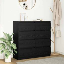 Berkfield Home Sideboard Black Oak 100x35x99 cm Engineered Wood - Size: 100 x 35 x 99 cm - thumbnail 2