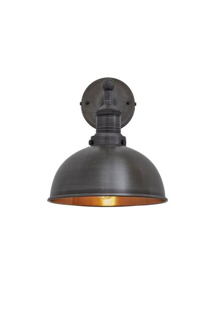 Industville Brooklyn Dome Wall Light, 8 Inch, Pewter & Copper, Pewter Holder in Copper - image 1