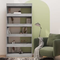 Berkfield Home Book Cabinet/Room Divider Grey Sonoma 80x30x166 cm Engineered Wood - Size: 80 x 30 x 166 cm - thumbnail 3
