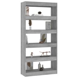 Berkfield Home Book Cabinet/Room Divider Grey Sonoma 80x30x166 cm Engineered Wood - Size: 80 x 30 x 166 cm - thumbnail 4