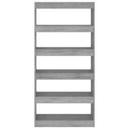 Berkfield Home Book Cabinet/Room Divider Grey Sonoma 80x30x166 cm Engineered Wood - Size: 80 x 30 x 166 cm - thumbnail 5