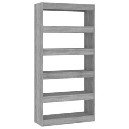Berkfield Home Book Cabinet/Room Divider Grey Sonoma 80x30x166 cm Engineered Wood - Size: 80 x 30 x 166 cm - thumbnail 2
