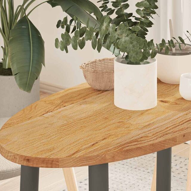 Berkfield Home Table Top Light Brown 80x40x2 cm Solid Wood Oak Oval - Size: 80 x 40 x 2 cm - image 1