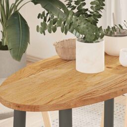 Berkfield Home Table Top Light Brown 80x40x2 cm Solid Wood Oak Oval - Size: 80 x 40 x 2 cm - thumbnail 1