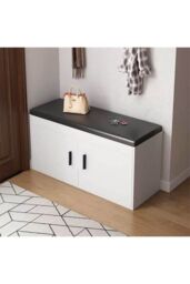 Living and Home Shoe Storage Bench with Padded Seat in White - thumbnail 1