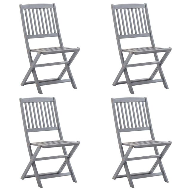 Berkfield Home Folding Outdoor Chairs 4 pcs Solid Acacia Wood in Grey - image 1