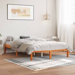 Berkfield Home Beautiful Bed Frame without Mattress Wax Brown 140x190 cm Solid W - thumbnail 2