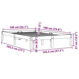 Berkfield Home Beautiful Bed Frame without Mattress Wax Brown 140x190 cm Solid W - thumbnail 8