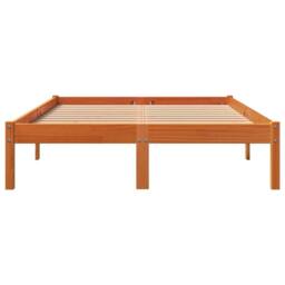 Berkfield Home Beautiful Bed Frame without Mattress Wax Brown 140x190 cm Solid W - thumbnail 4
