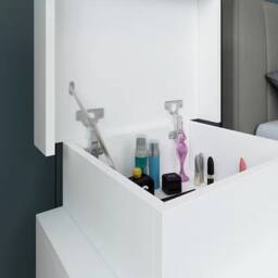 Ventryn High Gloss LED Bedside Cabinet with 3 Drawers, Storage in White - thumbnail 4