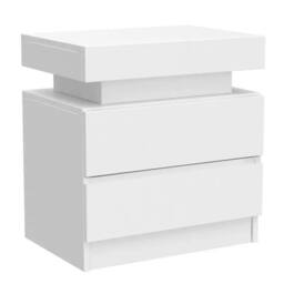 Ventryn High Gloss LED Bedside Cabinet with 3 Drawers, Storage in White - thumbnail 3