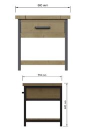 FWStyle Lowry 1 Drawer Solid Pine Side Table (H) 60 (W) 60 (D) 55cm in Brown - thumbnail 5