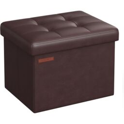 SONGMICS Small Cube Foldable Storage Ottoman Foot Rest Heavy Duty Capacity in Chocolate - thumbnail 6