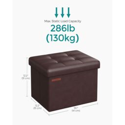 SONGMICS Small Cube Foldable Storage Ottoman Foot Rest Heavy Duty Capacity in Chocolate - thumbnail 2