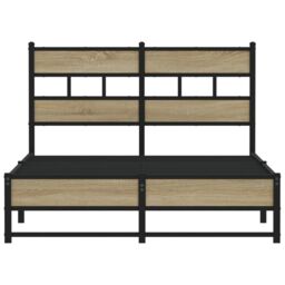 Berkfield Home Metal Bed Frame without Mattress Sonoma Oak 120x190 cm Small Double in Brown - thumbnail 4