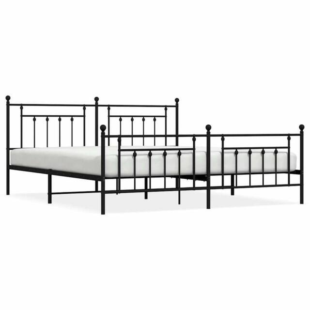 Berkfield Home Metal Bed Frame with Headboard & Footboard Black 193x203 cm - image 1