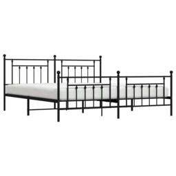 Berkfield Home Metal Bed Frame with Headboard & Footboard Black 193x203 cm - thumbnail 5