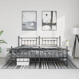 Berkfield Home Metal Bed Frame with Headboard & Footboard Black 193x203 cm - thumbnail 4