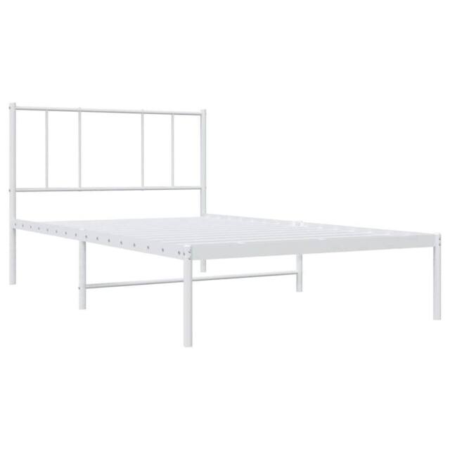 Berkfield Home Metal Bed Frame with Headboard White 90x190 cm Single - image 1