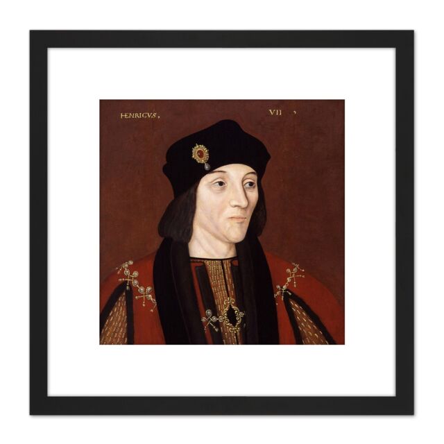 Artery8 Anonymous Portrait King Henry VII England Painting 8X8 Inch Square Wooden Framed Wall Art Print Picture with Mount in Black - image 1