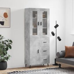 Berkfield Home Highboard Concrete Grey 69.5x34x180 cm Engineered Wood - thumbnail 1