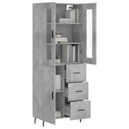 Berkfield Home Highboard Concrete Grey 69.5x34x180 cm Engineered Wood - thumbnail 3