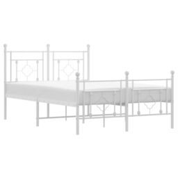Berkfield Home Metal Bed Frame without Mattress with Footboard White 120x190cm - Size: 120x190 cm - thumbnail 2