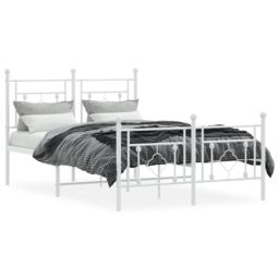 Berkfield Home Metal Bed Frame without Mattress with Footboard White 120x190cm - Size: 120x190 cm - thumbnail 3