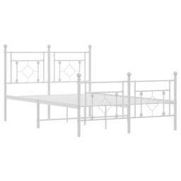 Berkfield Home Metal Bed Frame without Mattress with Footboard White 120x190cm - Size: 120x190 cm - thumbnail 4