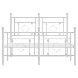 Berkfield Home Metal Bed Frame without Mattress with Footboard White 120x190cm - Size: 120x190 cm - thumbnail 5