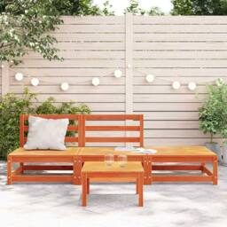 Berkfield Home Garden Sofa Armless with Footstool Wax Brown Solid Wood Pine - thumbnail 3
