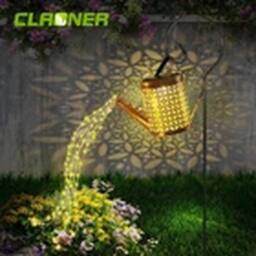 VOGREX Solar LED String Light Watering Can Hollow Outdoor Garden Decor in Bronze - thumbnail 4