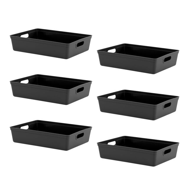 simpa 6L Plastic Studio Organiser Trays with Handles - Set of 6 in Black - image 1