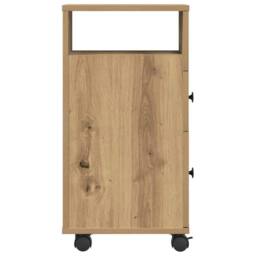 Berkfield Home Narrow Bathroom Cabinet with Wheels Artisian Oak Engineered Wood in Brown - thumbnail 6