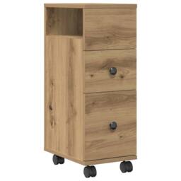 Berkfield Home Narrow Bathroom Cabinet with Wheels Artisian Oak Engineered Wood in Brown - thumbnail 4