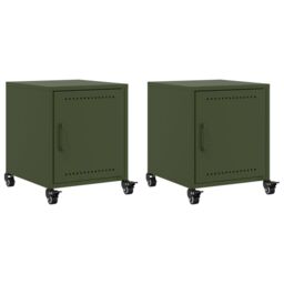 Berkfield Home Bedside Cabinets 2 pcs Olive Green 36x39x43.5 cm Steel - thumbnail 2