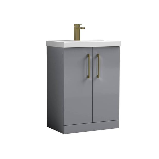 Balterley Modern Bathroom 2 Soft Close Door Vanity Unit Basin, Satin Grey, 600mm in Grey - image 1