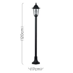 ValueLights Mayfair Pair of Traditional Lantern Black Outdoor Bollard Light - thumbnail 5
